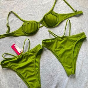 Green Ribbed Bikini Set